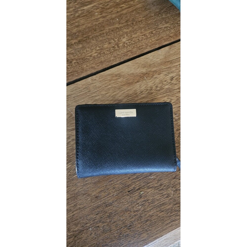Kate Spade New York Small Bifold Zip Around Leather Wallet Black